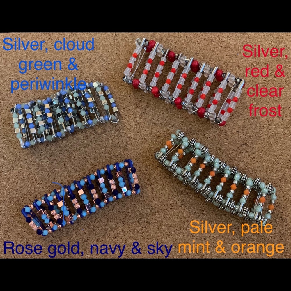 🎯Hand-made beaded safety pin cuff bracelets
